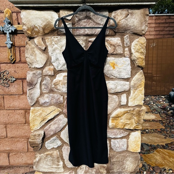 Abercrombie & Fitch Dresses & Skirts - Abercrombie & Fitch Black Midi Dress Cut Out XS Slip Dress LBD